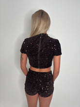 Load image into Gallery viewer, Brown Monica Sequin Mini Shorts Co-ord