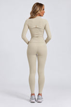 Load image into Gallery viewer, Beige Daisy Sculpted Zip-Up Co Ord Set