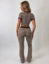 Load image into Gallery viewer, Chocolate & Cream Aisling Striped Tie-Waist Trousers Co-Ord