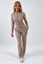 Load image into Gallery viewer, Taupe Katy Ribbed Button-Up Co-Ord Set