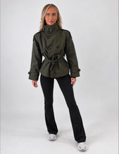 Load image into Gallery viewer, Khaki Sinead High-Neck Belted Trench Jacket