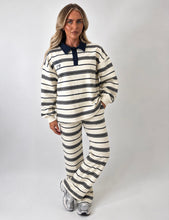 Load image into Gallery viewer, Cream & Navy Jackie Striped Polo Co-Ord Set