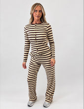 Load image into Gallery viewer, Chocolate Striped Masie Button-Front Knit Co-Ord Set