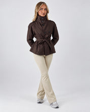 Load image into Gallery viewer, Chocolate Brown Sinead High-Neck Belted Trench Jacket