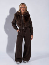 Load image into Gallery viewer, Brown Tara Faux Fur Hooded Tracksuit