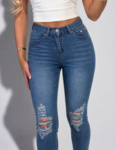 Load image into Gallery viewer, Light Blue Grainne Distressed High-Waisted Skinny Jeans