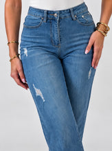 Load image into Gallery viewer, Light Blue Katie High Waisted Distressed Straight Leg Jeans