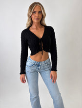 Load image into Gallery viewer, Black Poppy Cable-Knit Tie-Front Cropped Cardigan