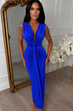 Load image into Gallery viewer, Blue Aimee Draped Maxi Dress
