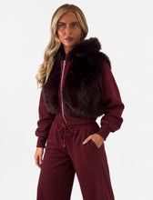 Load image into Gallery viewer, Burgundy Tara Faux Fur Hooded Tracksuit