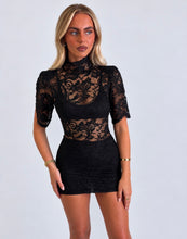 Load image into Gallery viewer, Black Elara Lace Mini Dress