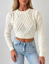 Load image into Gallery viewer, Cream Pippa Cable-Knit Cropped Jumper