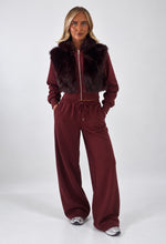Load image into Gallery viewer, Burgundy Tara Faux Fur Hooded Tracksuit
