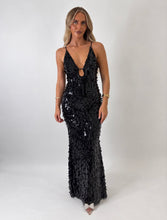 Load image into Gallery viewer, Black Hailey Sequin Plunge Maxi Dress