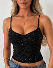 Load image into Gallery viewer, Black Taylor Diamanté Corset Top
