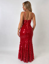Load image into Gallery viewer, Red Hailey Sequin Plunge Maxi Dress