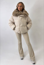 Load image into Gallery viewer, Beige Lauren Faux Fur Trim Puffer Jacket