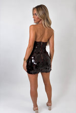 Load image into Gallery viewer, Chocolate Romy Sequin Halterneck Mini Dress