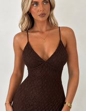 Load image into Gallery viewer, Chocolate Brown Marie Lace Tie-Back Maxi Dress