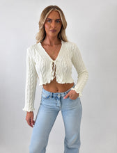 Load image into Gallery viewer, Cream Poppy Cable-Knit Tie-Front Cropped Cardigan