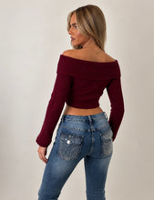 Load image into Gallery viewer, Burgundy Connie Off-Shoulder Ribbed Knit Top