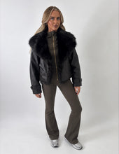 Load image into Gallery viewer, Brown Phoebe Faux Leather Fur Trim Jacket