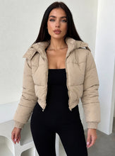 Load image into Gallery viewer, Beige Lorna Cropped Puffer Jacket