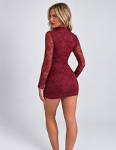 Load image into Gallery viewer, Wine Sienna Lace Mini Dress