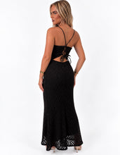 Load image into Gallery viewer, Black Lace Marie Tie-Back Maxi Dress