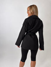 Load image into Gallery viewer, Black Jackie Belted Trench Jacket
