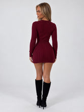 Load image into Gallery viewer, Burgundy Roisin Cable Knit Mini Dress