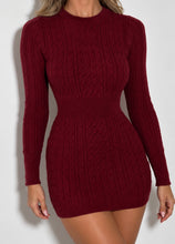 Load image into Gallery viewer, Burgundy Roisin Cable Knit Mini Dress