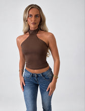 Load image into Gallery viewer, Brown Abby High-Neck Halter Top