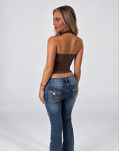 Load image into Gallery viewer, Brown Abby High-Neck Halter Top
