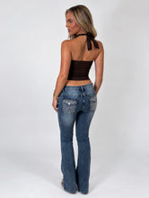 Load image into Gallery viewer, Black Daisy Gold Detail Halter Neck Top