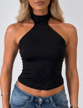Load image into Gallery viewer, Black Abby High-Neck Halter Top