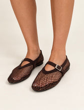 Load image into Gallery viewer, Brown Diamanté Mesh Flats