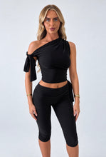 Load image into Gallery viewer, Black Lucie One Shoulder Bow Detail Capri Co-Ord Set