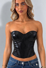 Load image into Gallery viewer, Black Alisha Faux Leather Corset Top