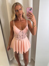 Load image into Gallery viewer, Pink Lora Lace Corset Dress