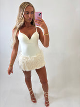 Load image into Gallery viewer, White Dacey Feather Mini Skirt