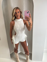 Load image into Gallery viewer, White Laois Lace Tie Side Playsuit