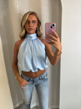 Load image into Gallery viewer, Blue Poppy Satin Top
