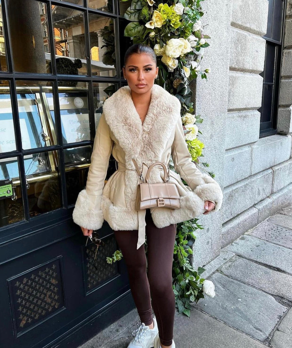 Beige Bonnie Faux Fur Coat Love Lisa