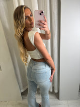 Load image into Gallery viewer, Light Denim Michelle Rhinestone Flared Jeans
