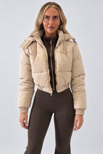 Load image into Gallery viewer, Beige Lorna Cropped Puffer Jacket
