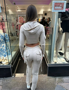 Beige TikTok Utility Tracksuit