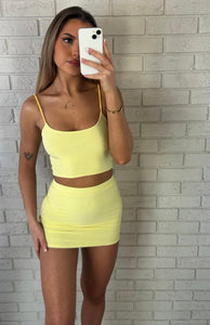 Lemon Molly Crop Top and Mini Skirt Co-Ord