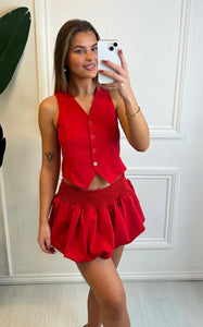 Red Sasha Waistcoat Co-ord