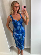 Load image into Gallery viewer, Blue Neasa Mesh Midi Dress
